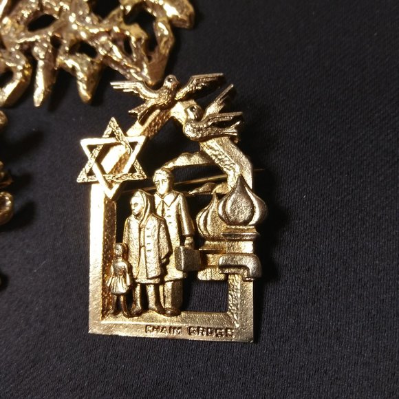 Judaica Art Set of 5 Brooches Signed - Picture 4 of 16